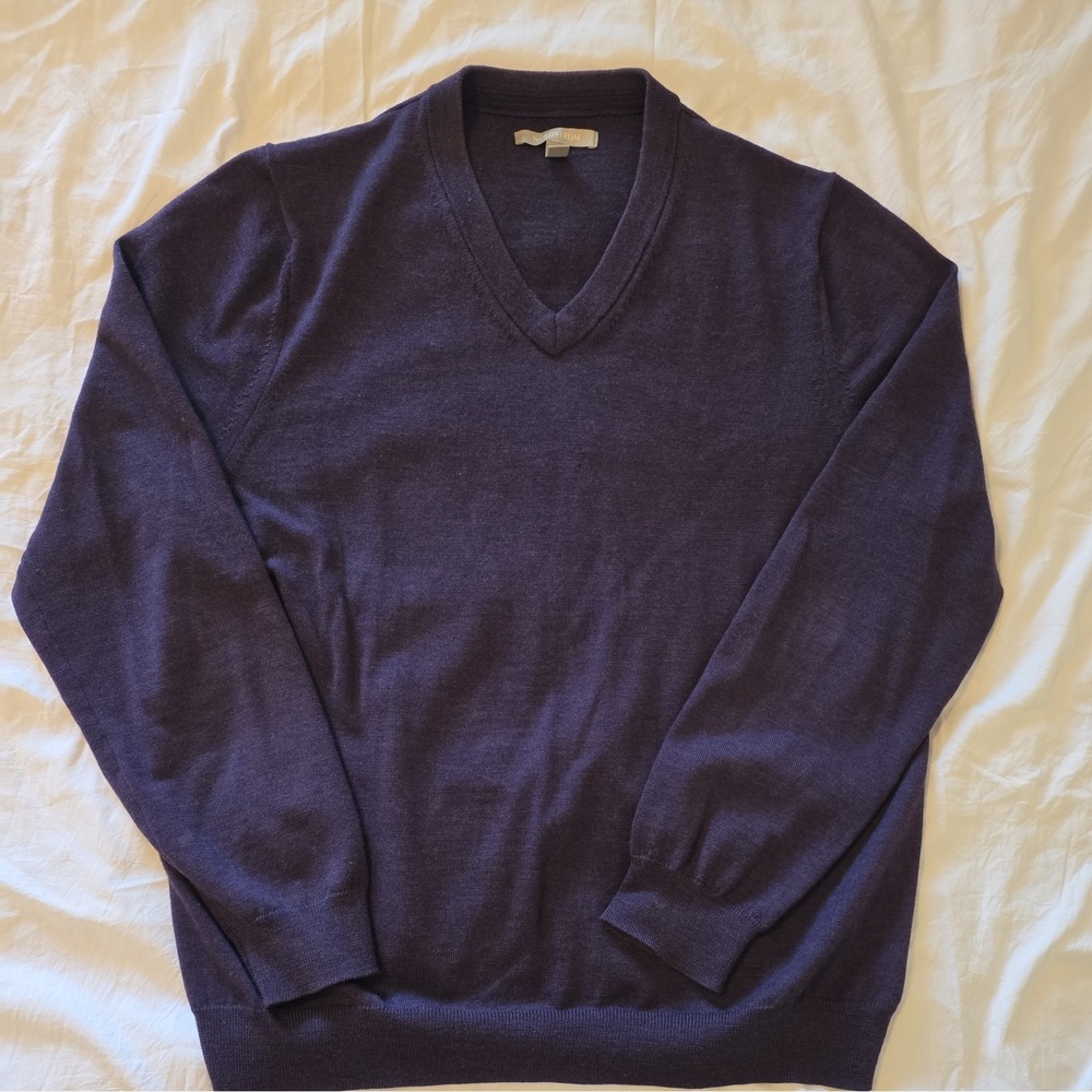 Nordstrom Women's 100% Fine Merino Wool Sweater Size Large Purple Long Sleeve